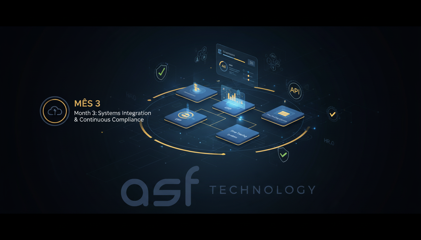 Imagem destacada: Integração de sistemas e compliance contínuo no Mês 3 do planejamento RH 4.0